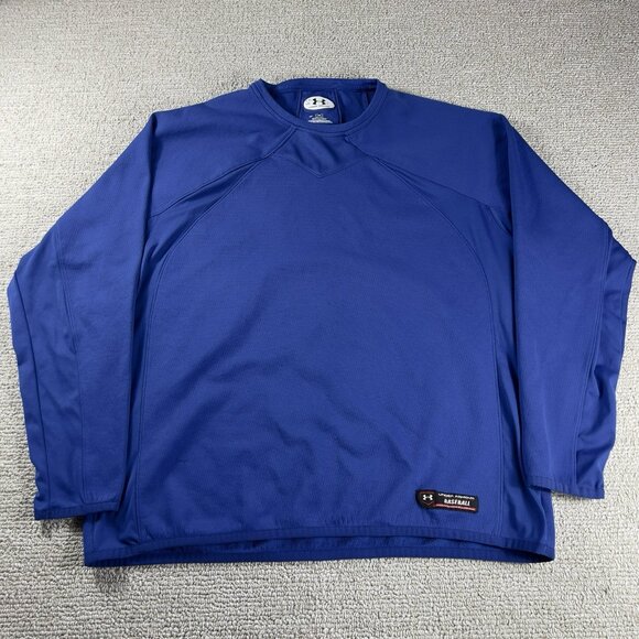Under Armour Cold Gear Baseball Pullover Shirt Blue Men’s Size Large - Picture 1 of 8